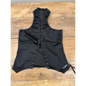 Super Sexy Authentic Amnesia Satin Style Open Front Laced Vest Size XS/S